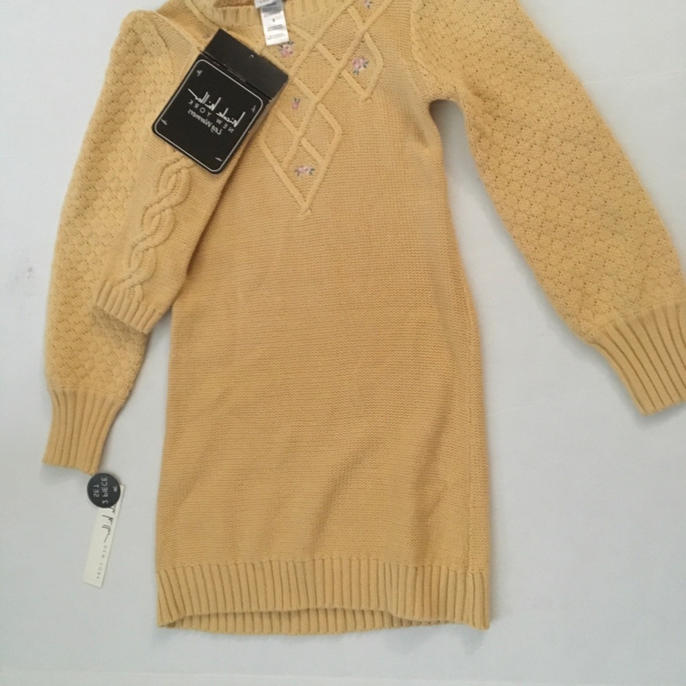 Girls' Knit Sweater Dress - Mustard Yellow NWT